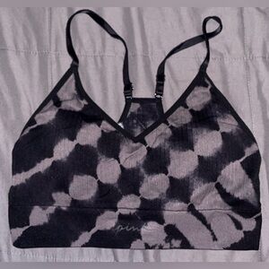 PINK Victoria's Secret Black Tie-Dye Sports Bra